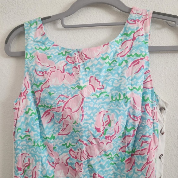 lilly pulitzer Lobstah Roll Delia Shift Dress Lace Up Size 00 - Picture 3 of 5